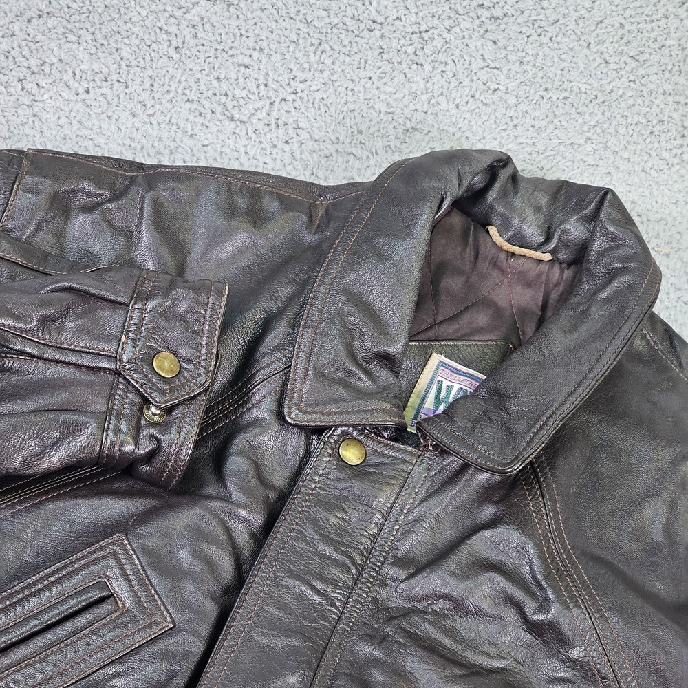 Vintage William Barry Watershed‎ Leather Jacket Mens Medium Brown Quilted 90s